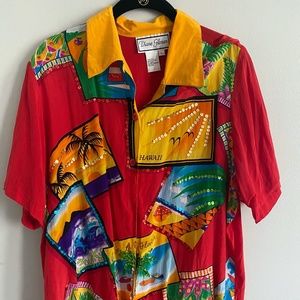 Vintage Silk Vacation Button Up